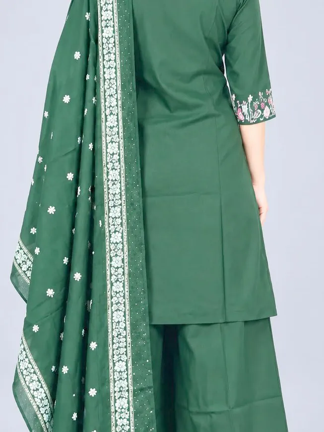 Women’s Pink Embroidered Kurta Pant & Dupatta 3-Piece Set | Stylish Ethnic Wear Suit Set