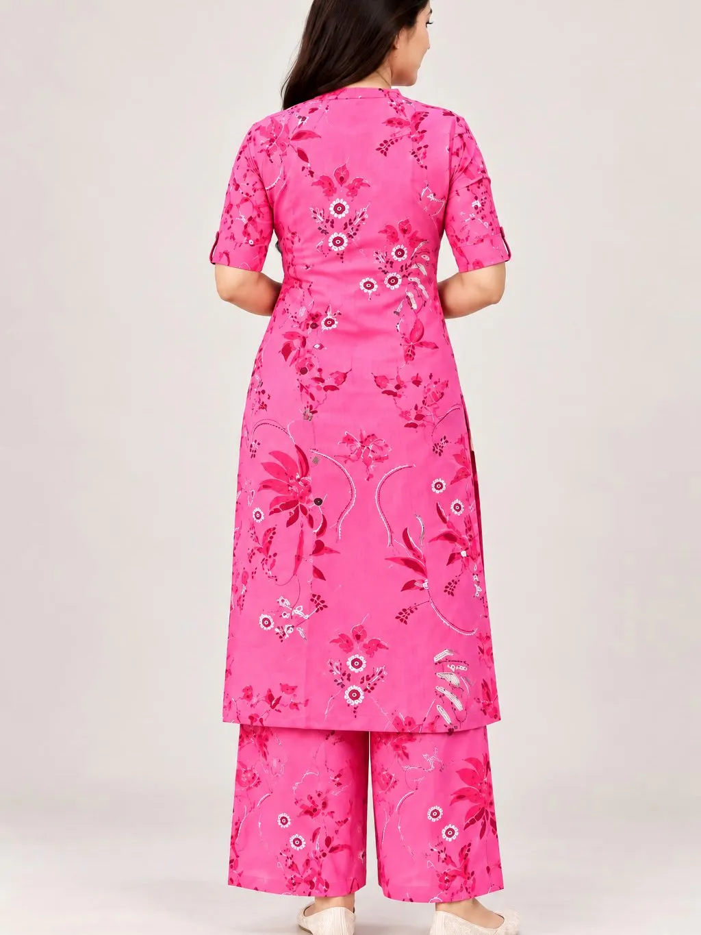 Women’s Pink Floral Printed Kurta Pant Set