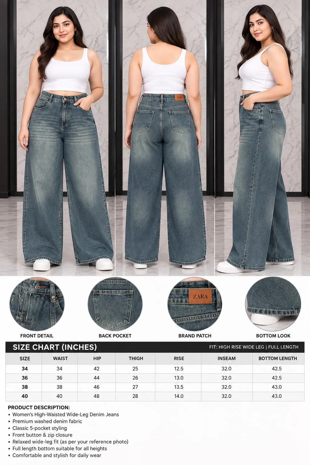 Woman'S High-Waist Straight Fit Jeans