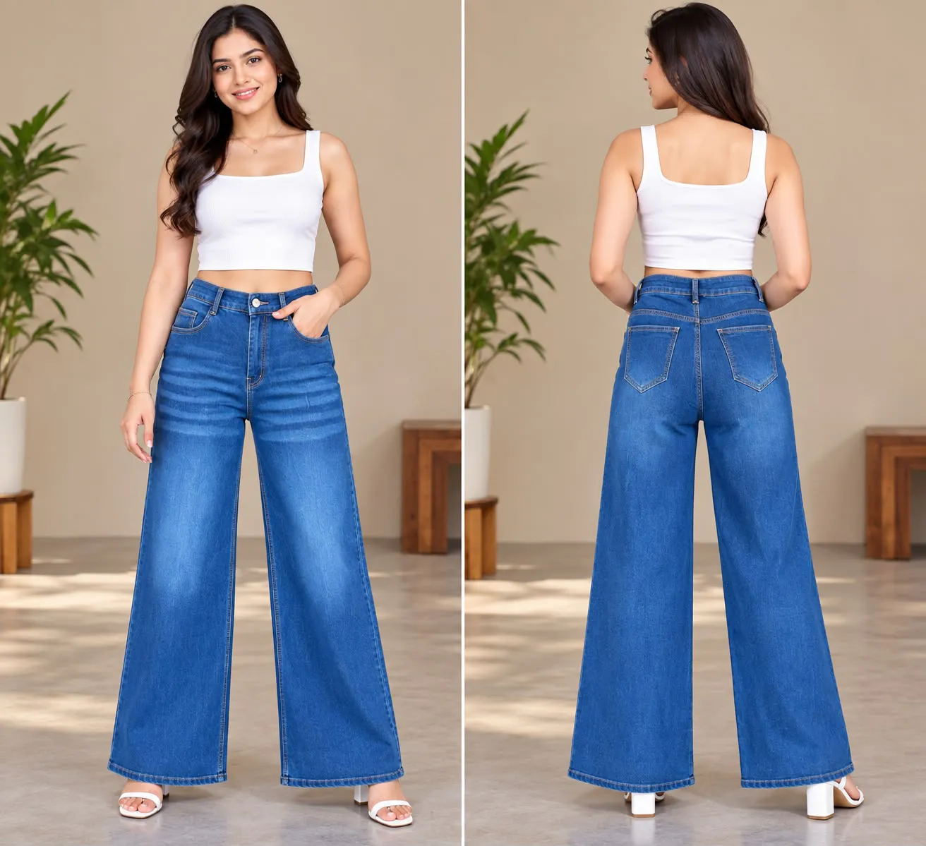 Woman'S High-Waist Straight Fit Jeans