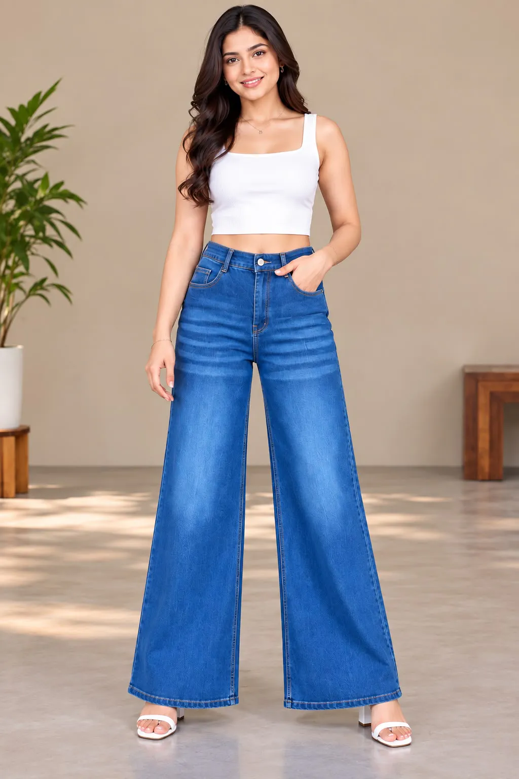Woman'S High-Waist Straight Fit Jeans