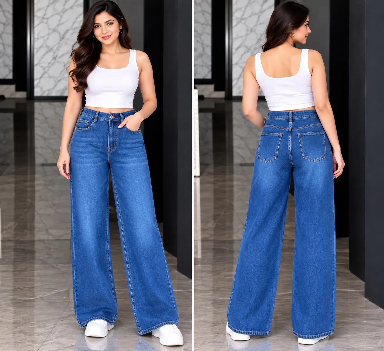 Woman'S High-Waist Straight Fit Jeans