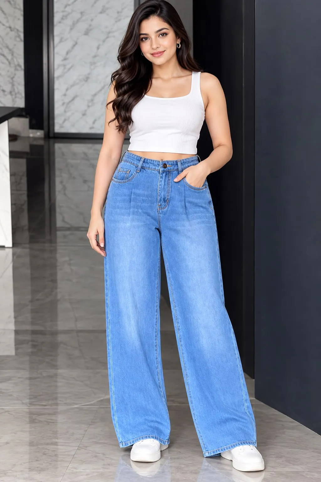 Woman'S High-Waist Straight Fit Jeans
