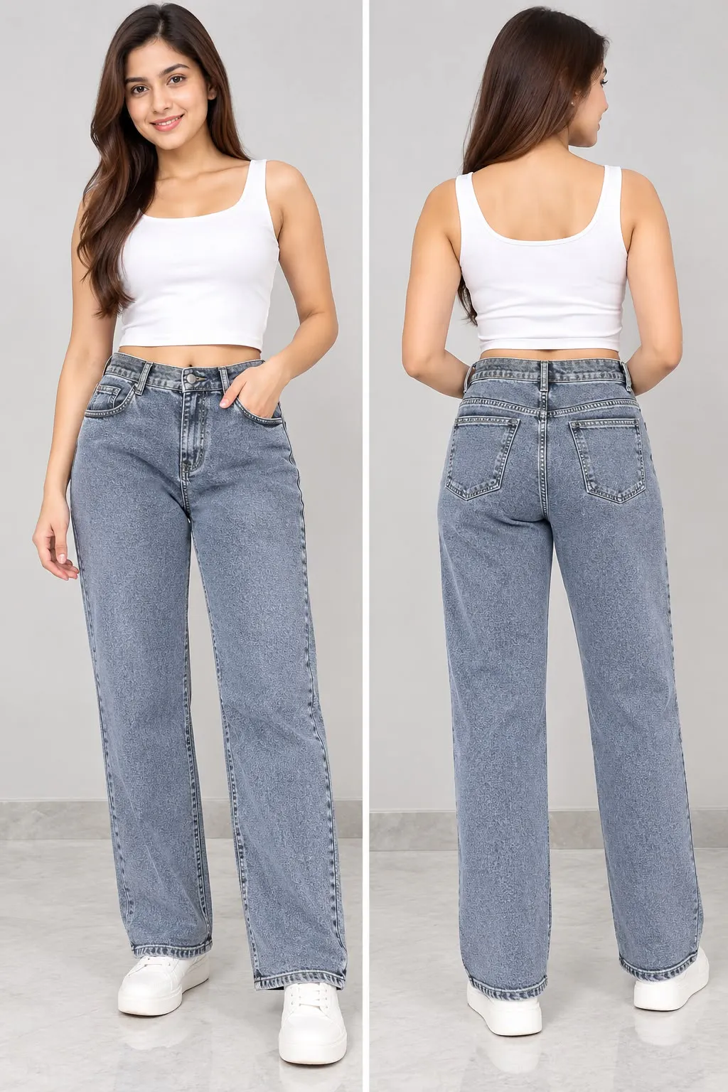 Woman'S High-Waist Straight Fit Jeans