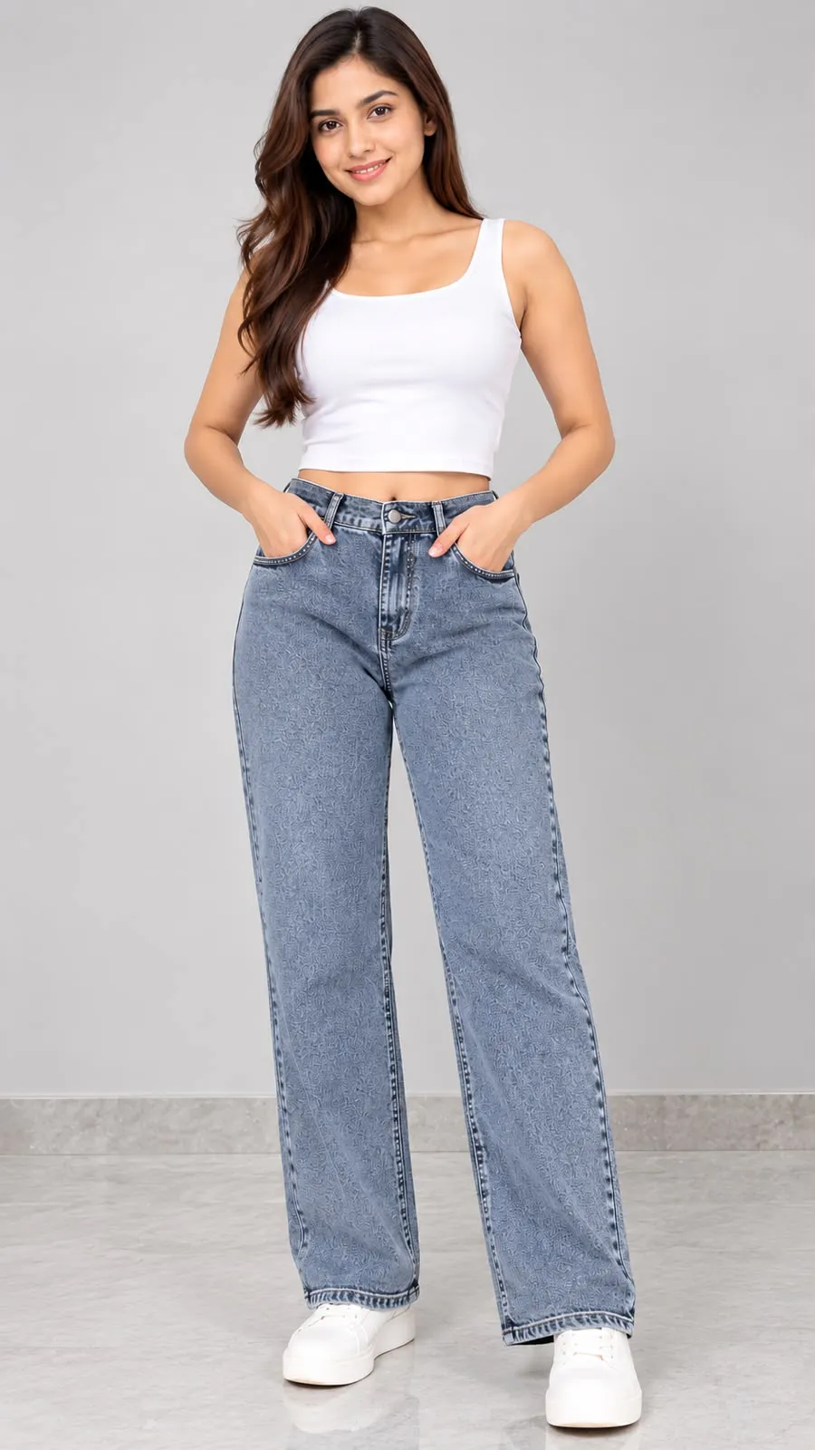 Woman'S High-Waist Straight Fit Jeans