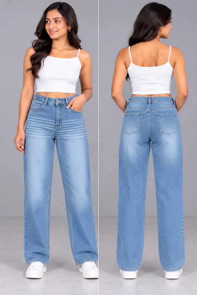 Women’s Light Blue Straight Fit Denim Jeans