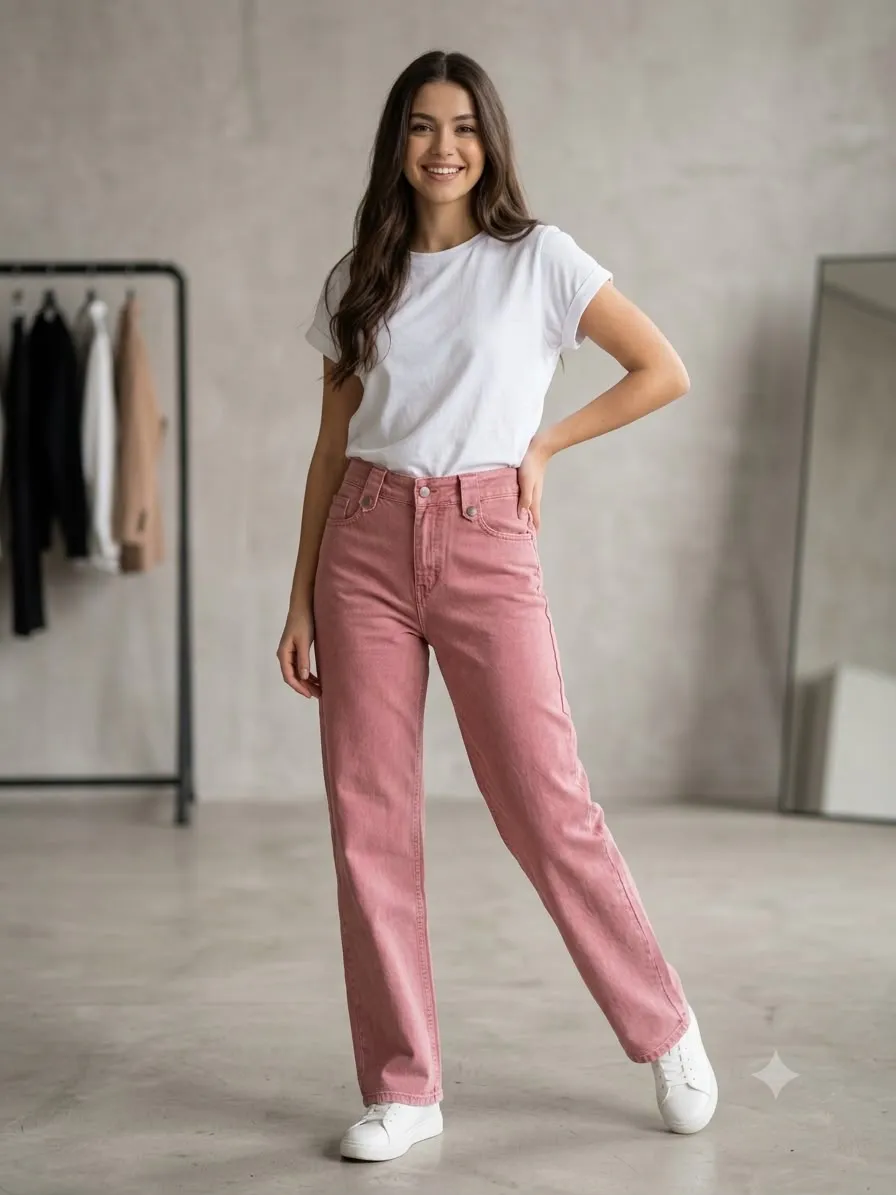 Woman'S High-Waist Straight Fit Jeans