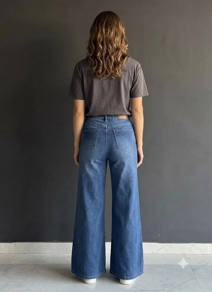 Women’s Royal Blue Wide-Leg Denim Jeans