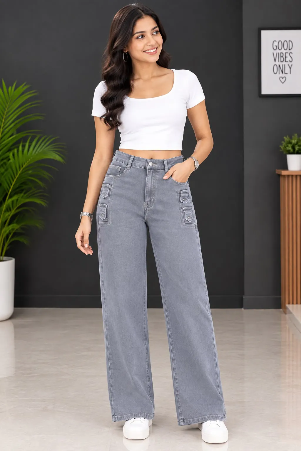 Woman'S High-Waist Straight Fit Jeans
