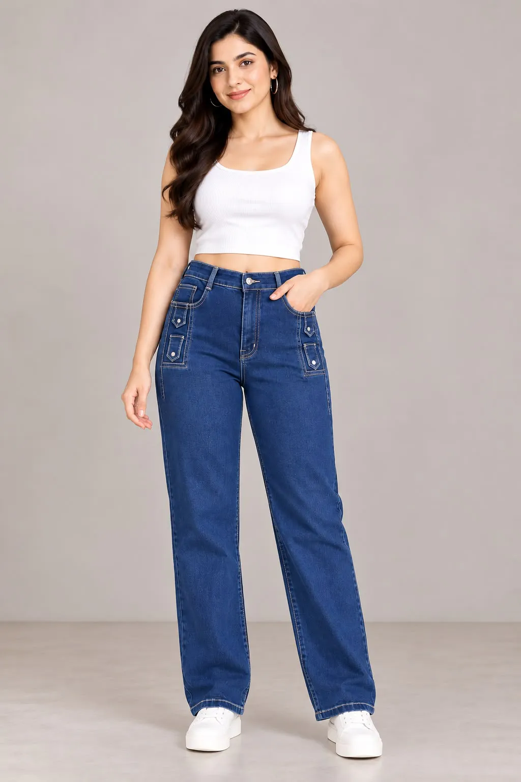 Woman'S High-Waist Straight Fit Jeans