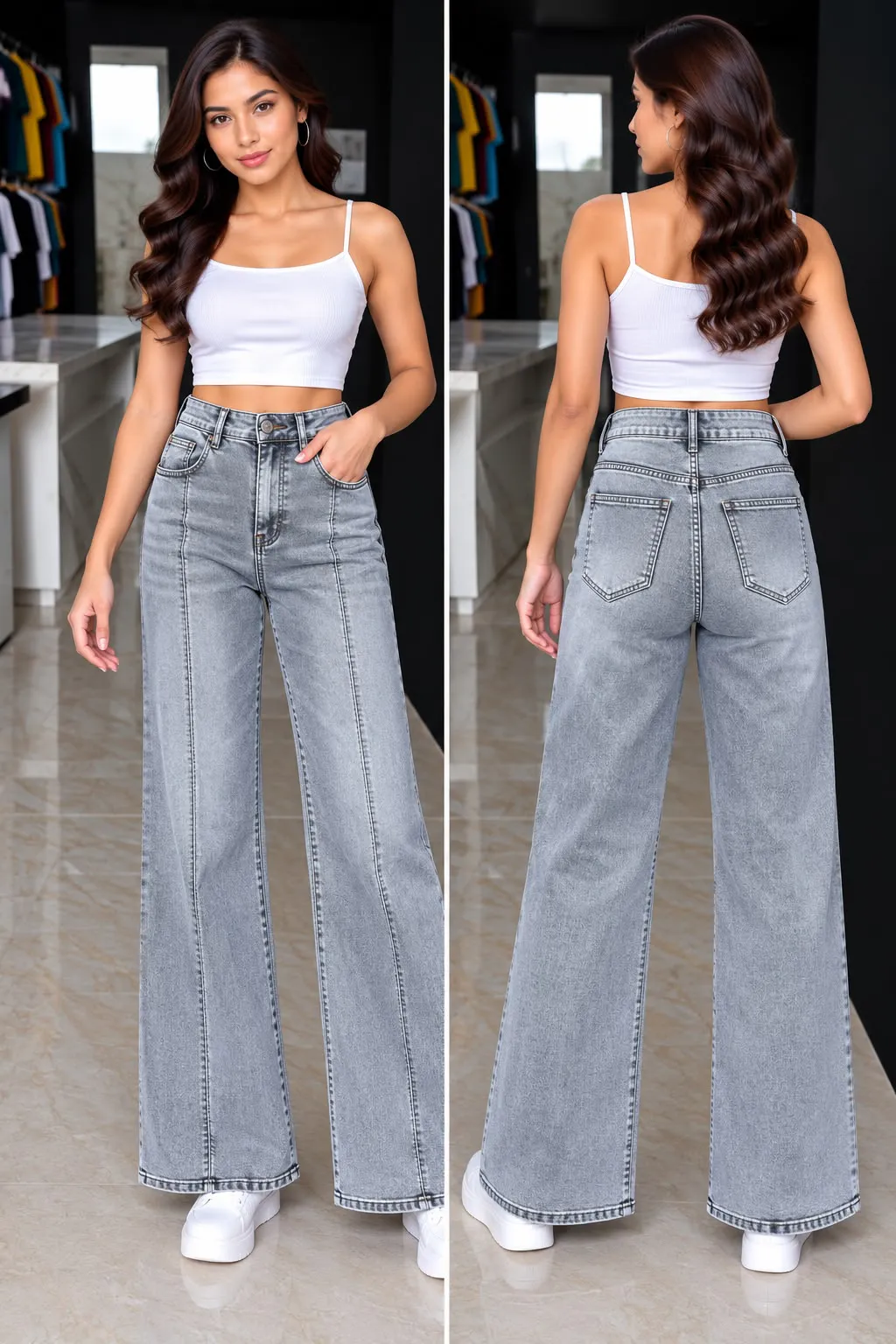 Woman'S High-Waist Straight Fit Jeans