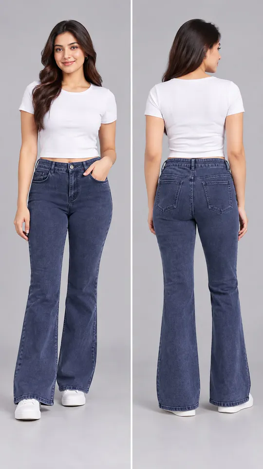 Women’s Navy Bluue Bootcut Denim Jeans