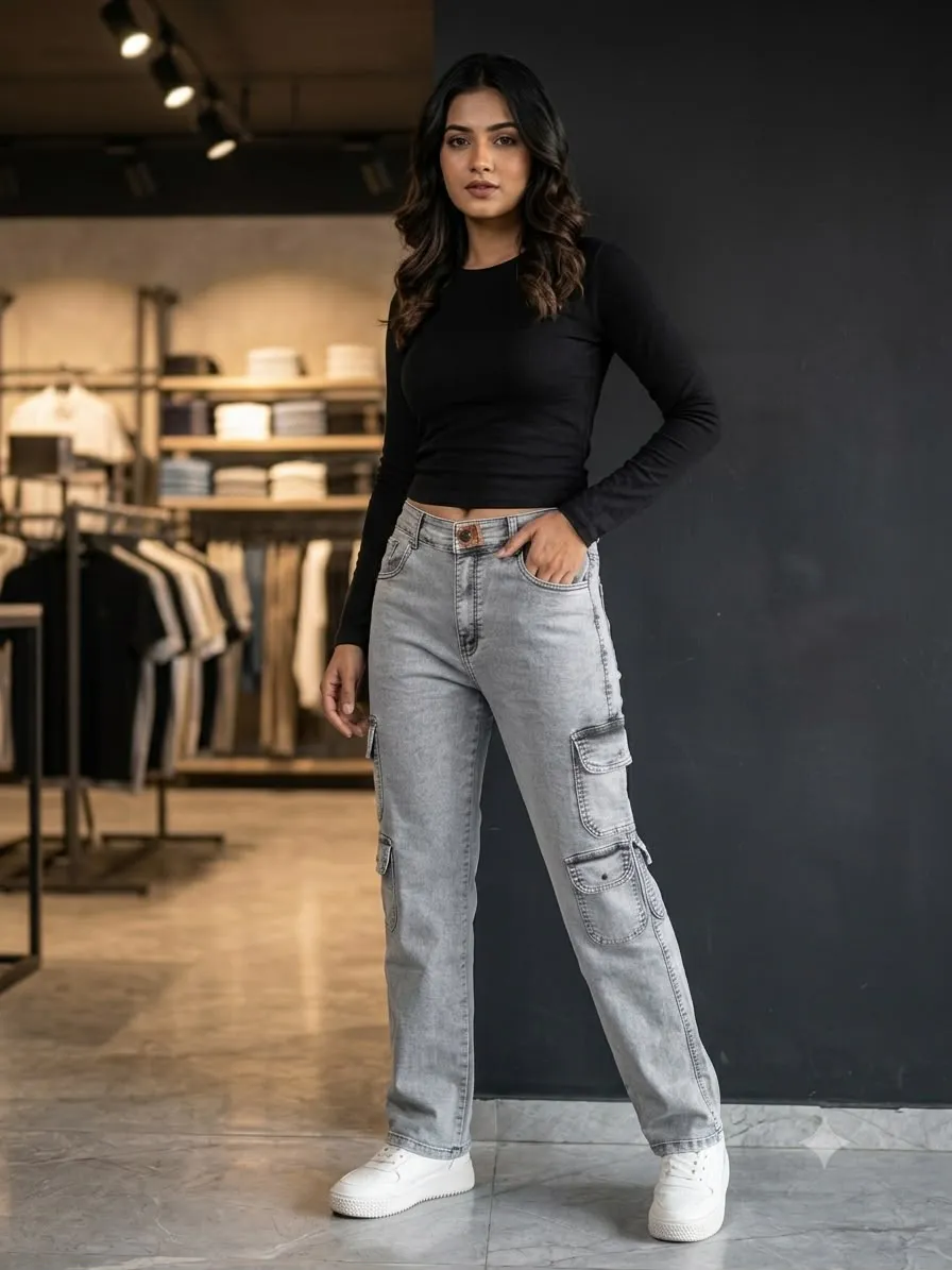 Woman'S High-Waist Straight Fit Jeans