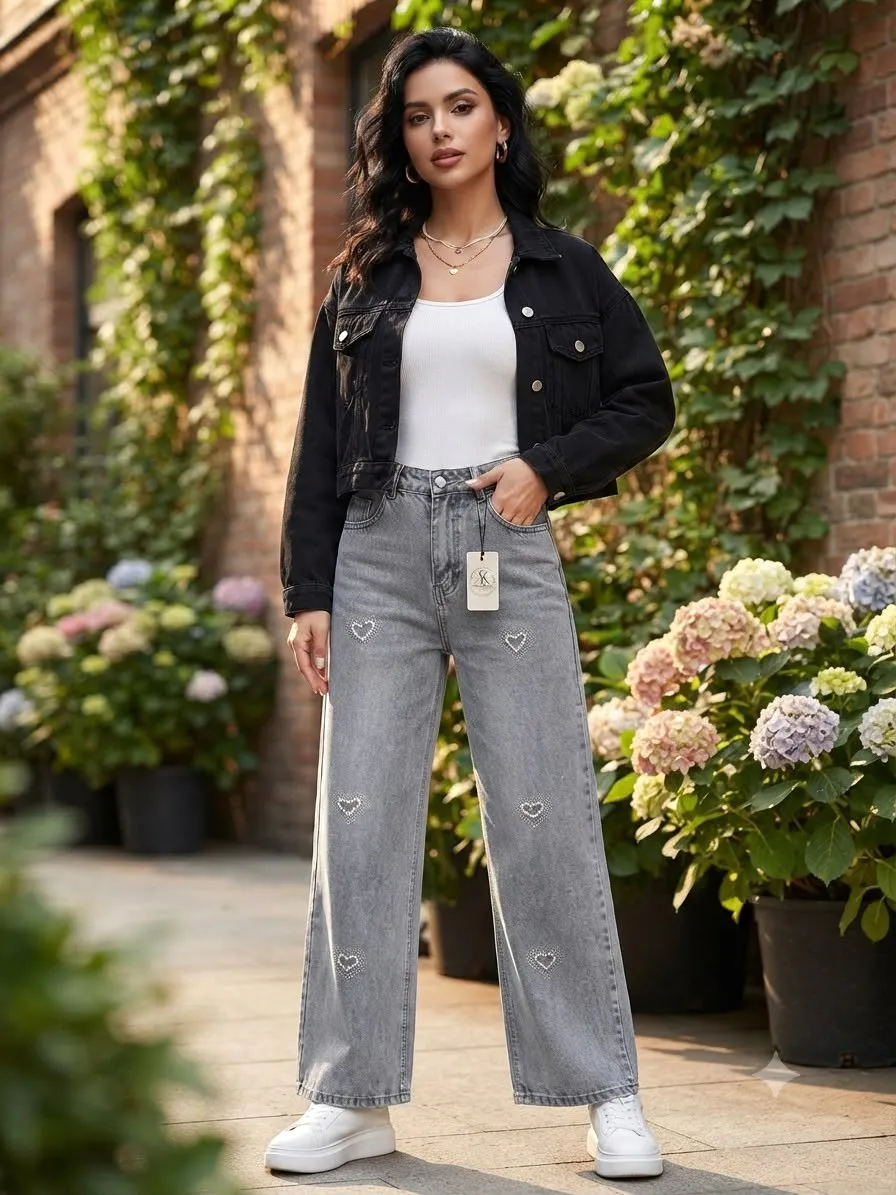 Woman'S High-Waist Straight Fit Jeans