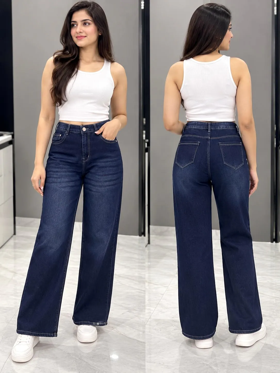 Woman'S High-Waist Straight Fit Jeans