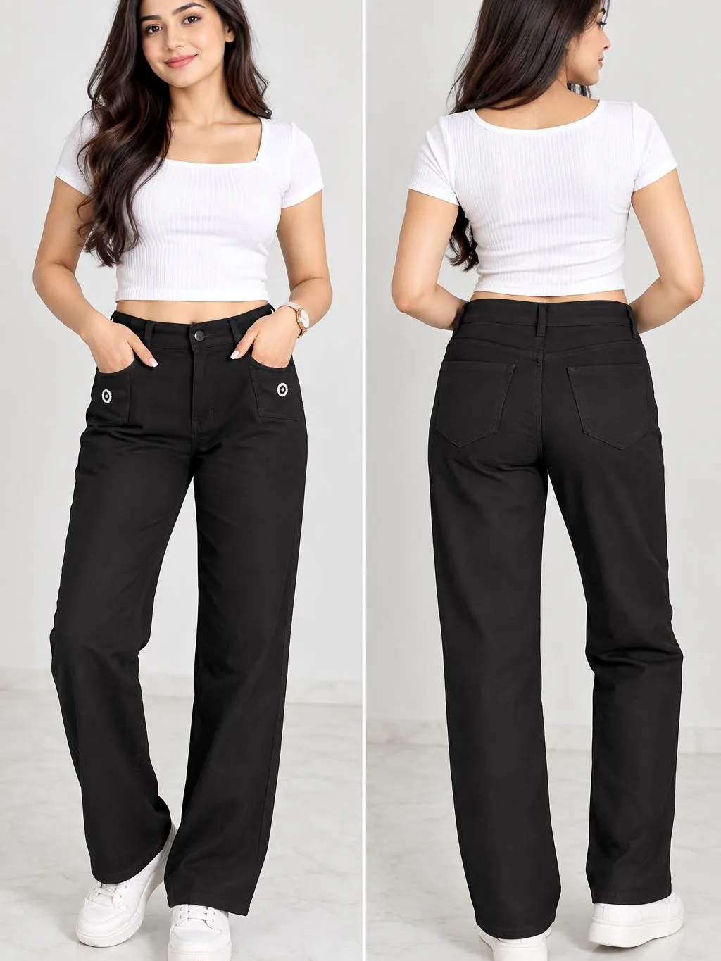 Woman'S High-Waist Straight Fit Jeans
