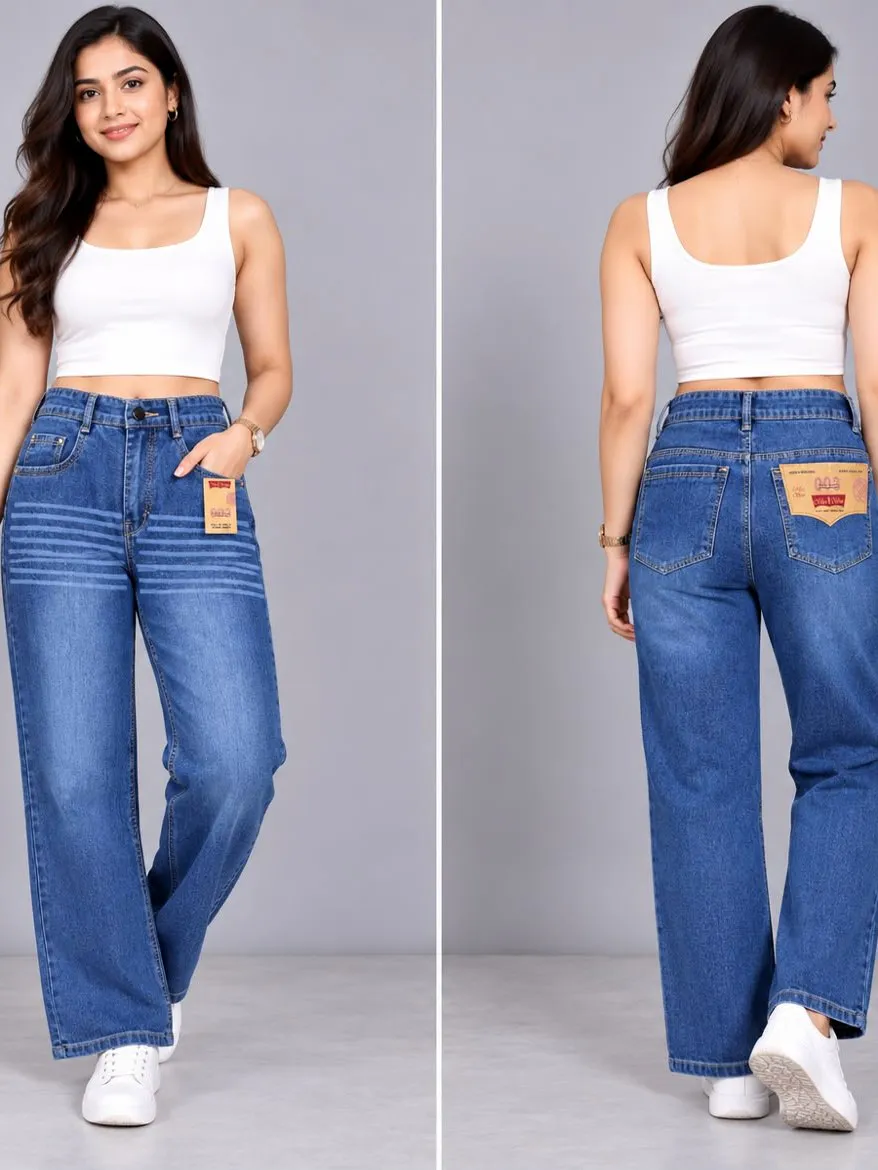 Woman'S High-Waist Straight Fit Jeans