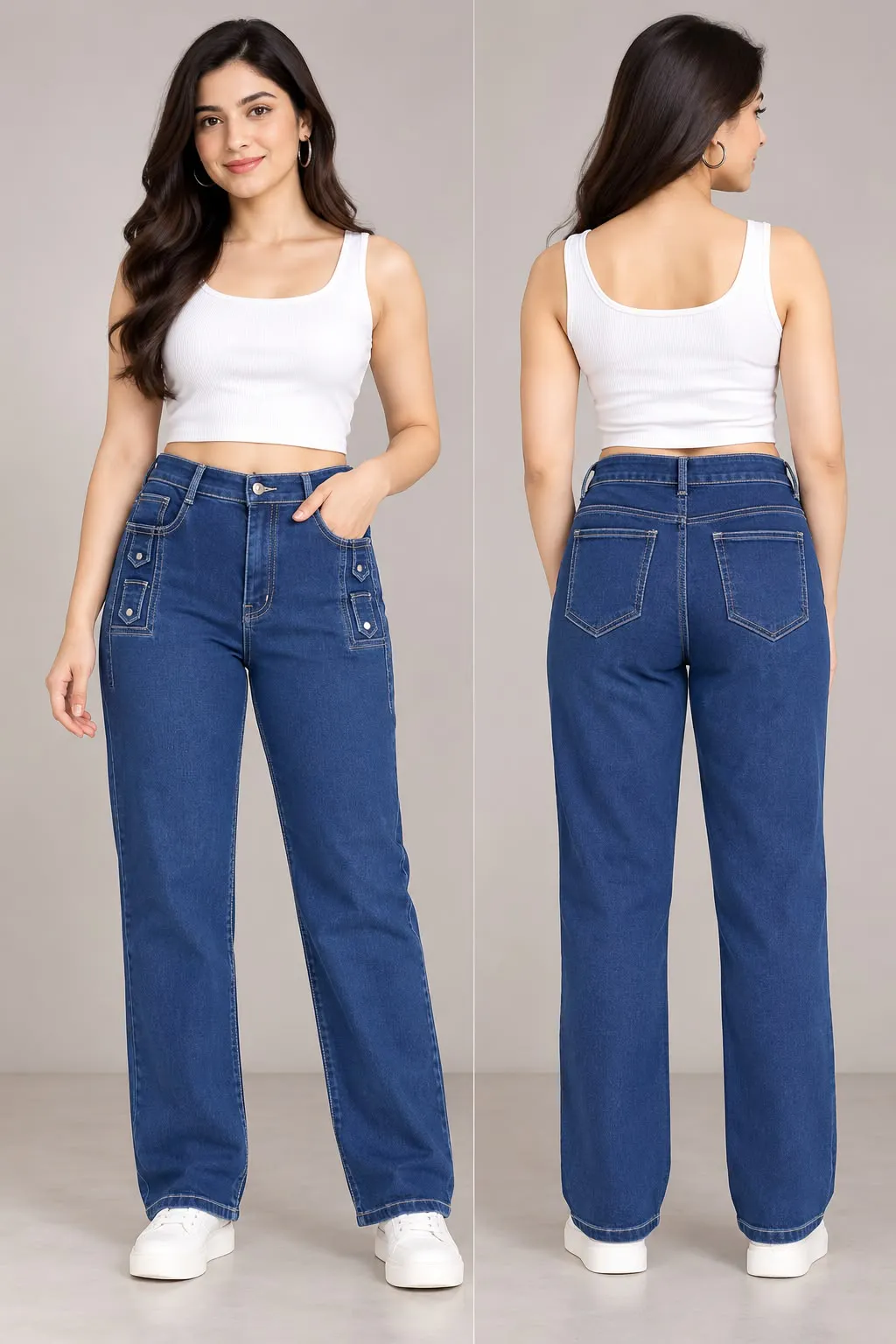 Woman'S High-Waist Straight Fit Jeans