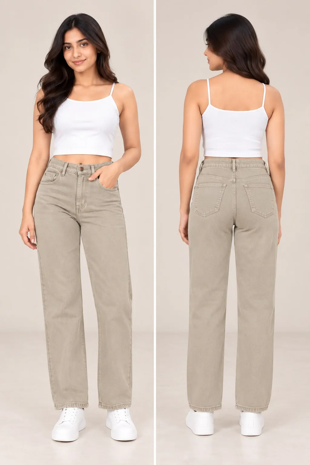 Woman'S High-Waist Straight Fit Jeans