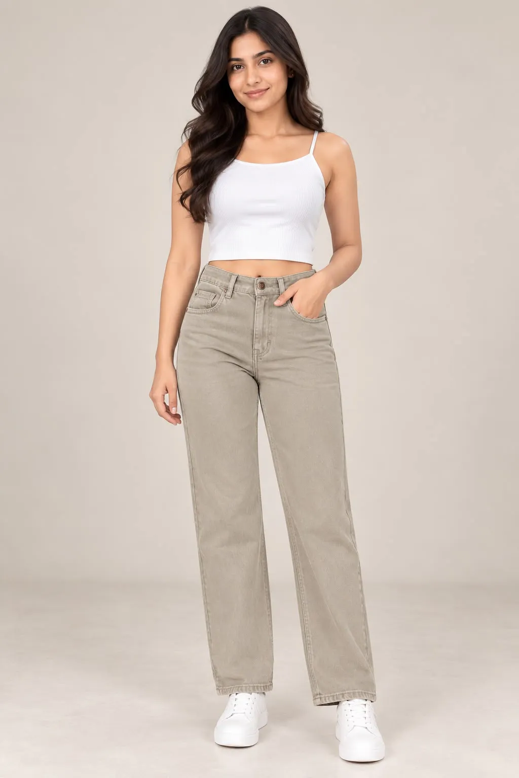 Woman'S High-Waist Straight Fit Jeans
