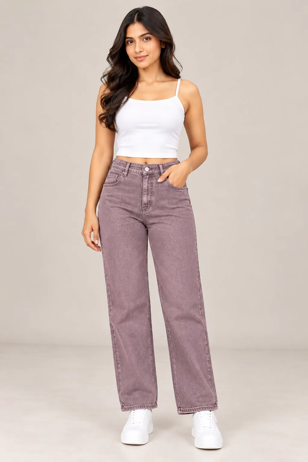Woman'S High-Waist Straight Fit Jeans
