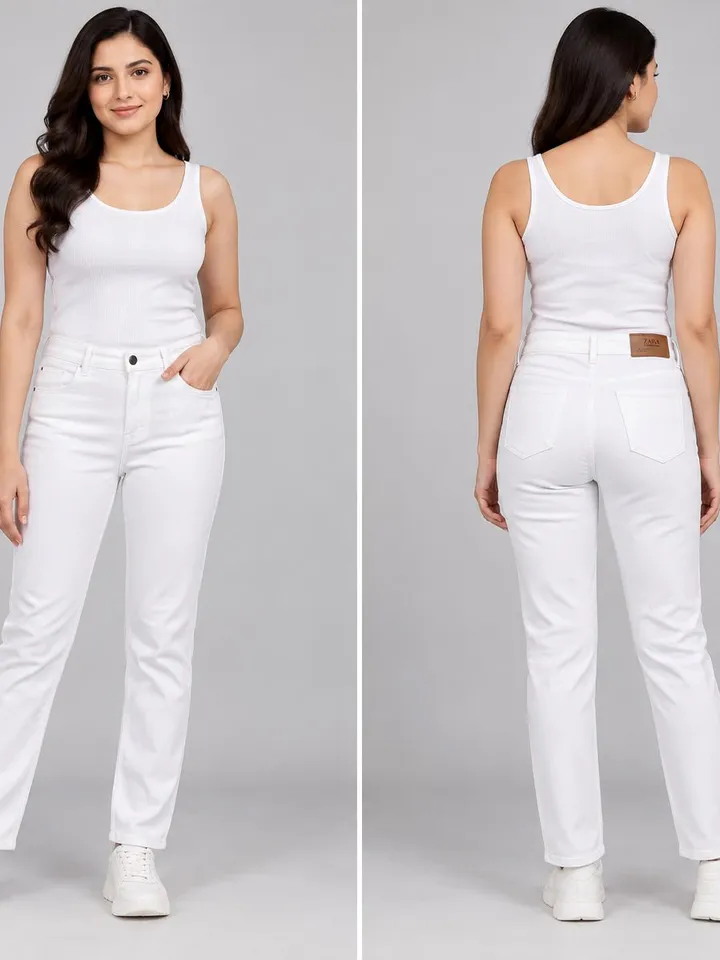 Women’s White Straight-Fit Denim Jeans