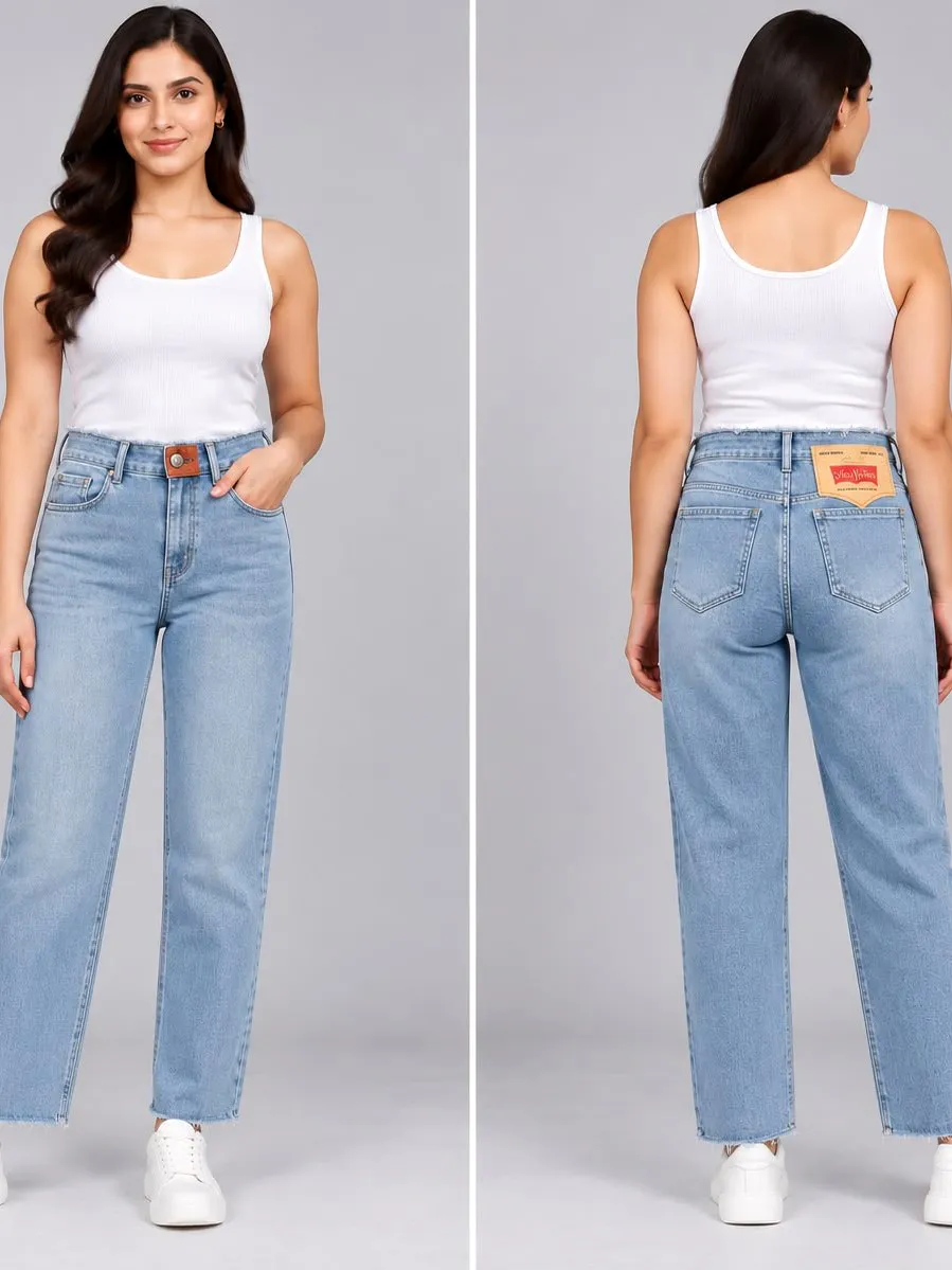 Woman'S High-Waist Straight Fit Jeans