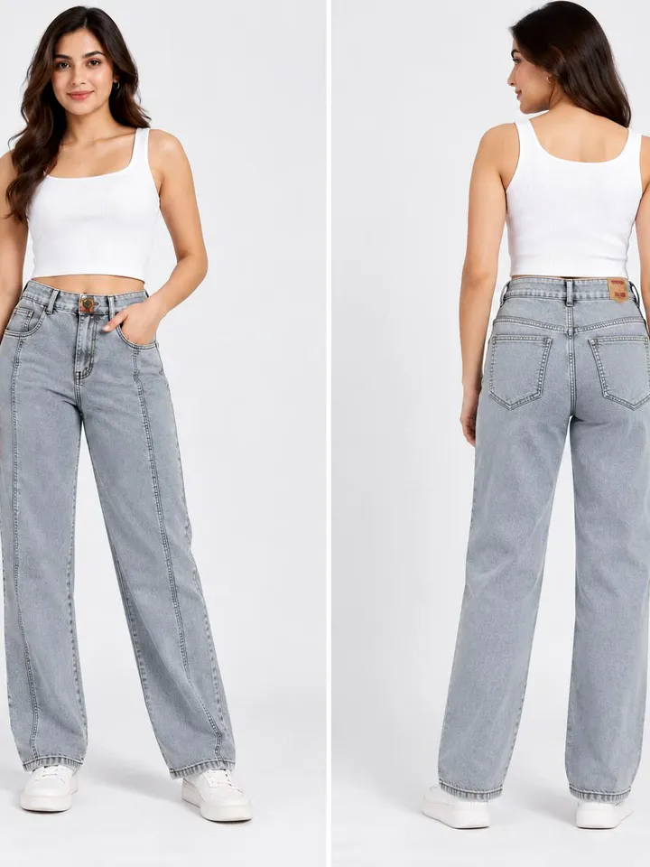 Women’s Light Blue Straight-Fit Denim Jeans
