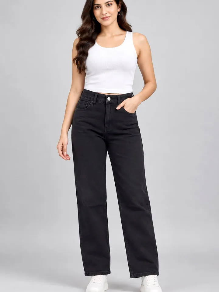 Women’s Black Straight-Fit Denim Jeans