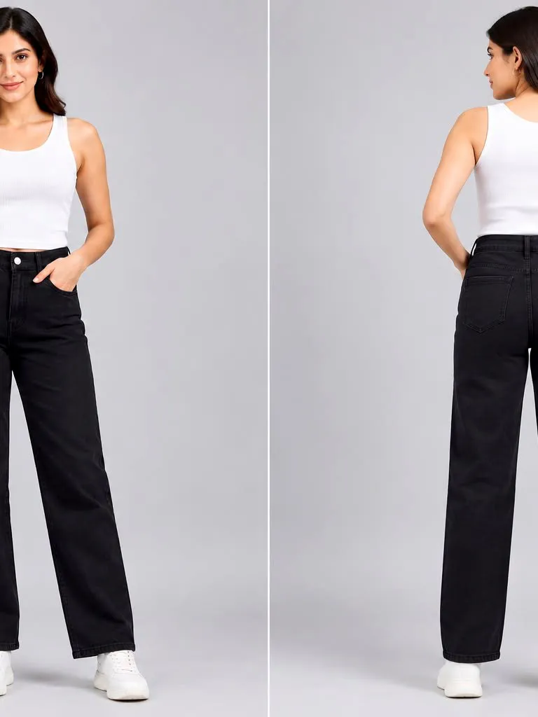 Woman'S High-Waist Straight Fit Jeans