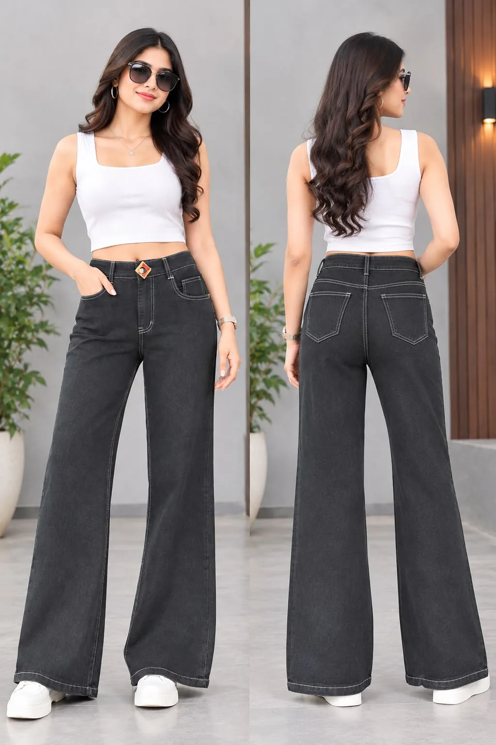 Woman'S High-Waist Straight Fit Jeans