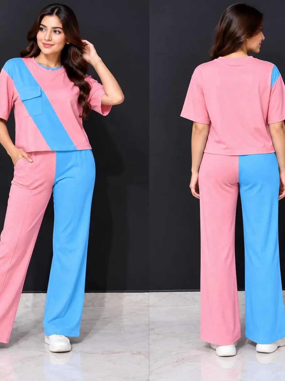 Women’s Pink & Black Stylish Co-Ord Set with Chain Fringe Detail