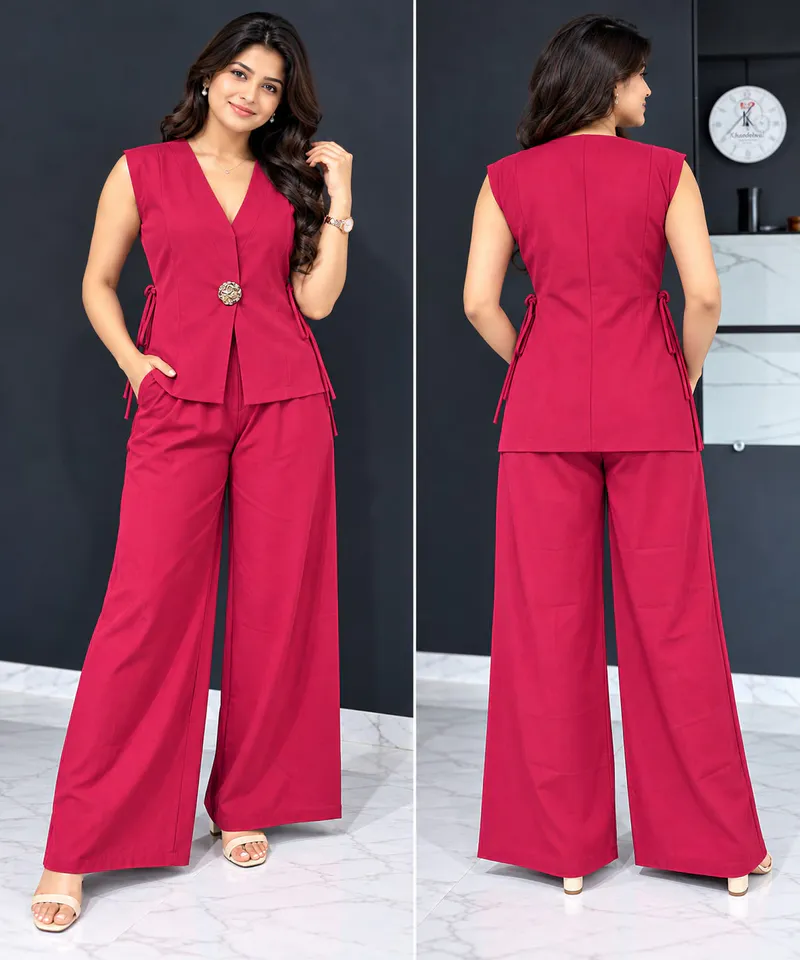 Women’s Solid Magenta Co-Ord Set 